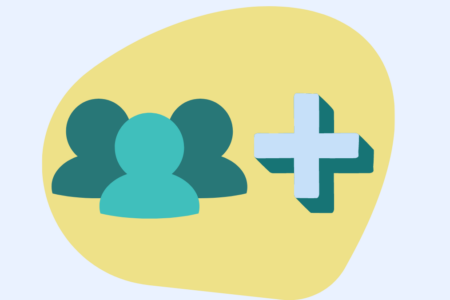 Ilustração de pessoas e o símbolo de mais