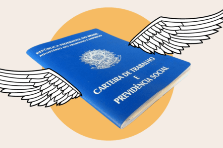 Carteira de trabalho voando