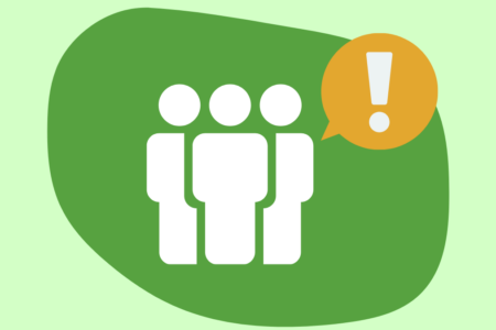 Ilustração de uma família com um ponto de exclamação