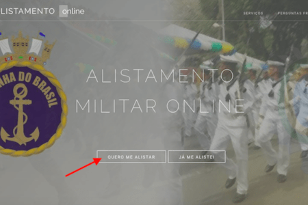 Página inicial do alistamento militar online.