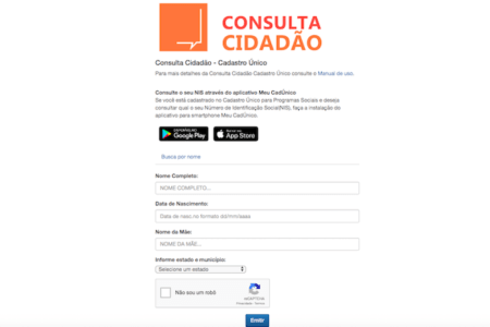 Página do Consulta Cidadão.
