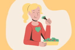 Ilustração de uma mulher se alimentando