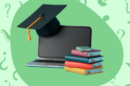 Ilustração de um notebook e livros