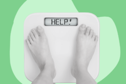 Ilustração de uma pessoa na balança