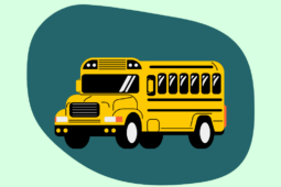 Ilustração de ônibus de transporte escolar