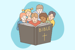 Crianças participando de atividades bíblicas infantis