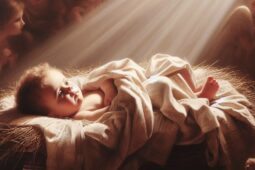 Bebê sendo iluminado por Deus